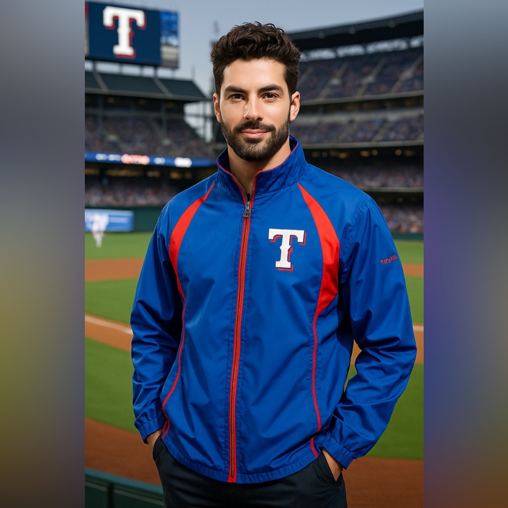 Reebok Texas Rangers Windbreaker Jacket with vent flap in the back